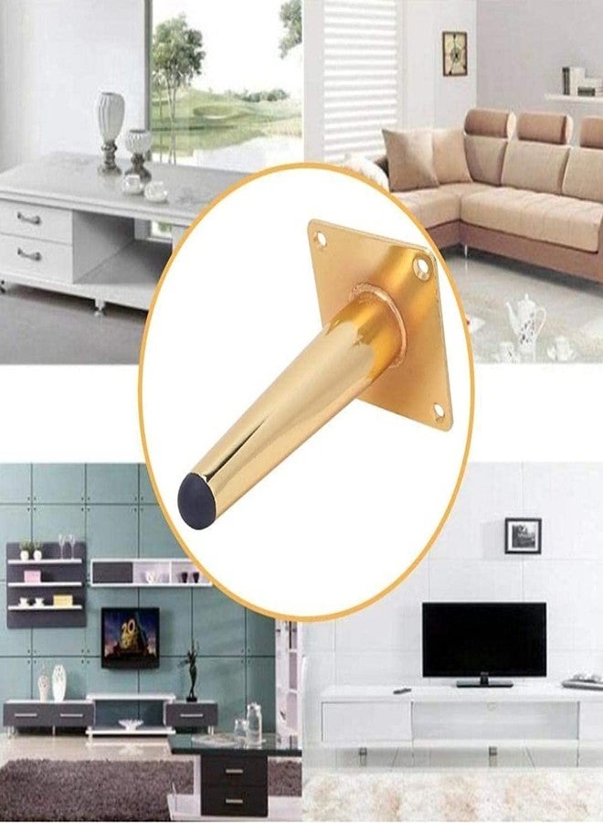AAKASH DECOR Heavy Duty Sofa Leg 6 Inch (Set of 4) Gold Finish Rust Proof Metal Cone Shape Furniture Legs with Including Mounting Screw | Modern Sofa Paya for Home, Office, Table 15 cm - Image 2